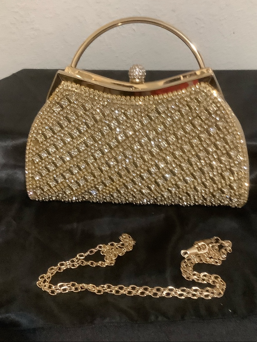 Gold Crystal Evening Clutch Handbag